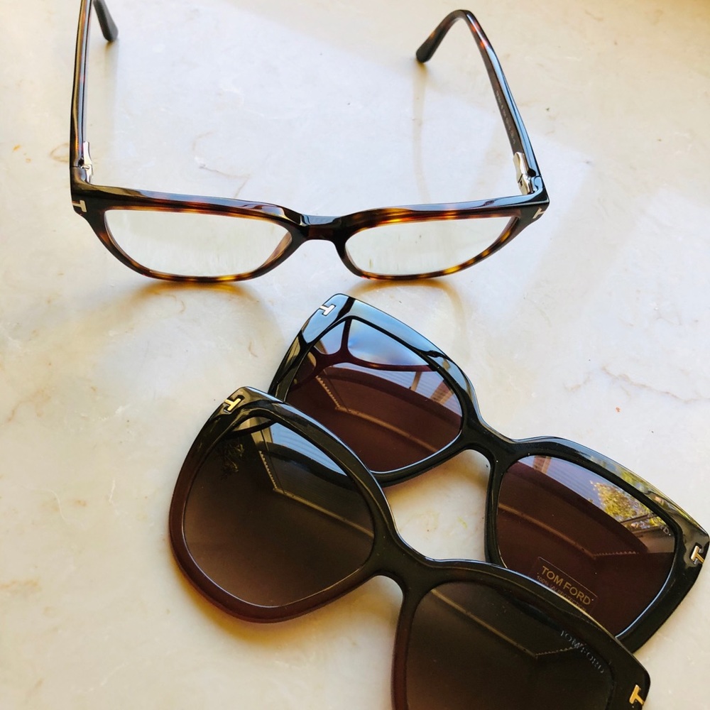 Tom Ford Glass Frames with 2 Magnetic Sunglasses